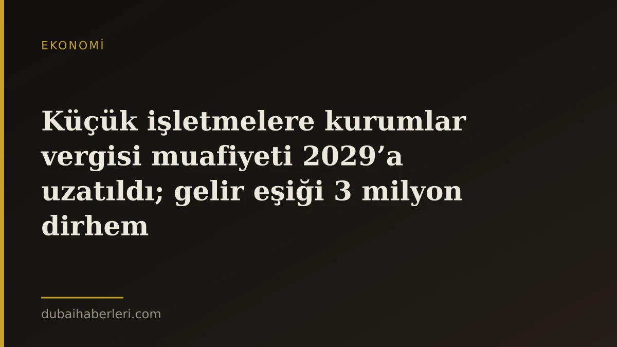 Küçük işletmelere kurumlar vergisi muafiyeti 2029’a uzatıldı; gelir eşiği 3 milyon dirhem