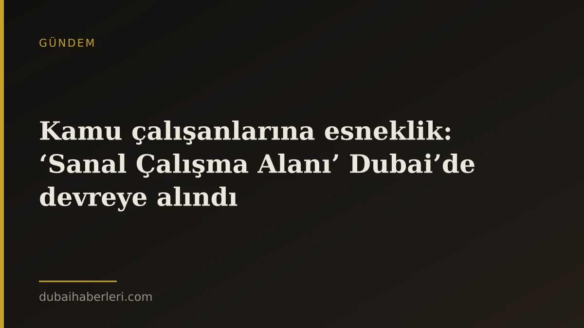 Kamu çalışanlarına esneklik: ‘Sanal Çalışma Alanı’ Dubai’de devreye alındı