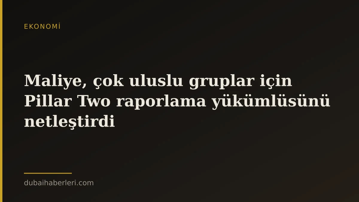 Maliye, çok uluslu gruplar için Pillar Two raporlama yükümlüsünü netleştirdi