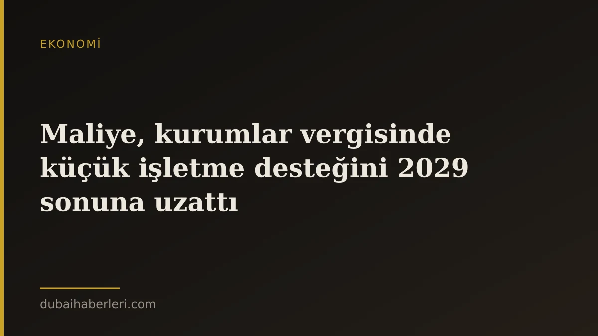Maliye, kurumlar vergisinde küçük işletme desteğini 2029 sonuna uzattı