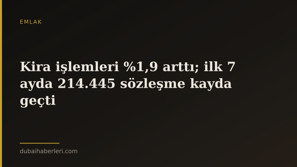 Kira işlemleri %1,9 arttı; ilk 7 ayda 214.445 sözleşme kayda geçti