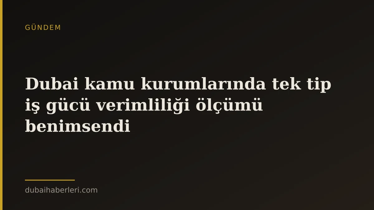 Dubai kamu kurumlarında tek tip iş gücü verimliliği ölçümü benimsendi