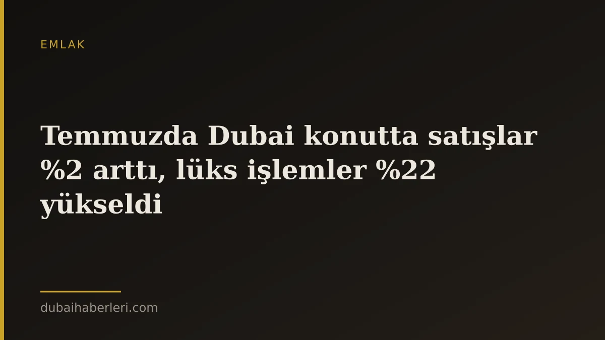 Temmuzda Dubai konutta satışlar %2 arttı, lüks işlemler %22 yükseldi